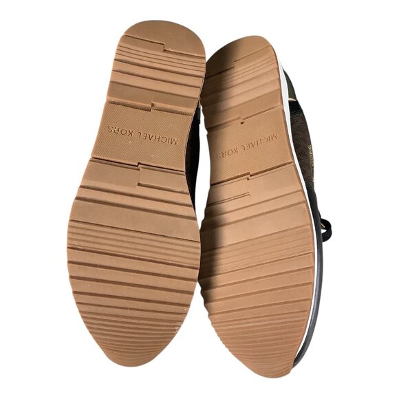 Michael Michael Kors Womens Brown Logo Allie Almond Toe Lace Up Sneakers 7M - Picture 2 of 10